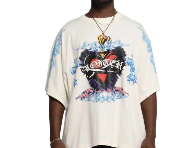 Loiter Hearts Tee Off White