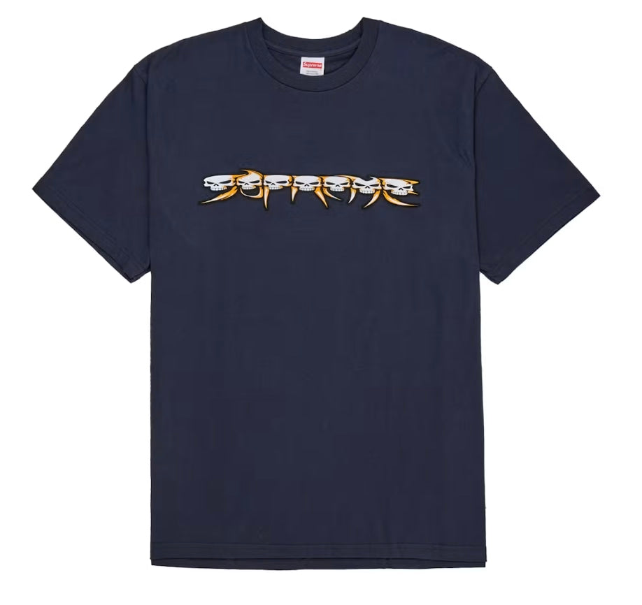 Supreme Skulls Spellout Tee Navy