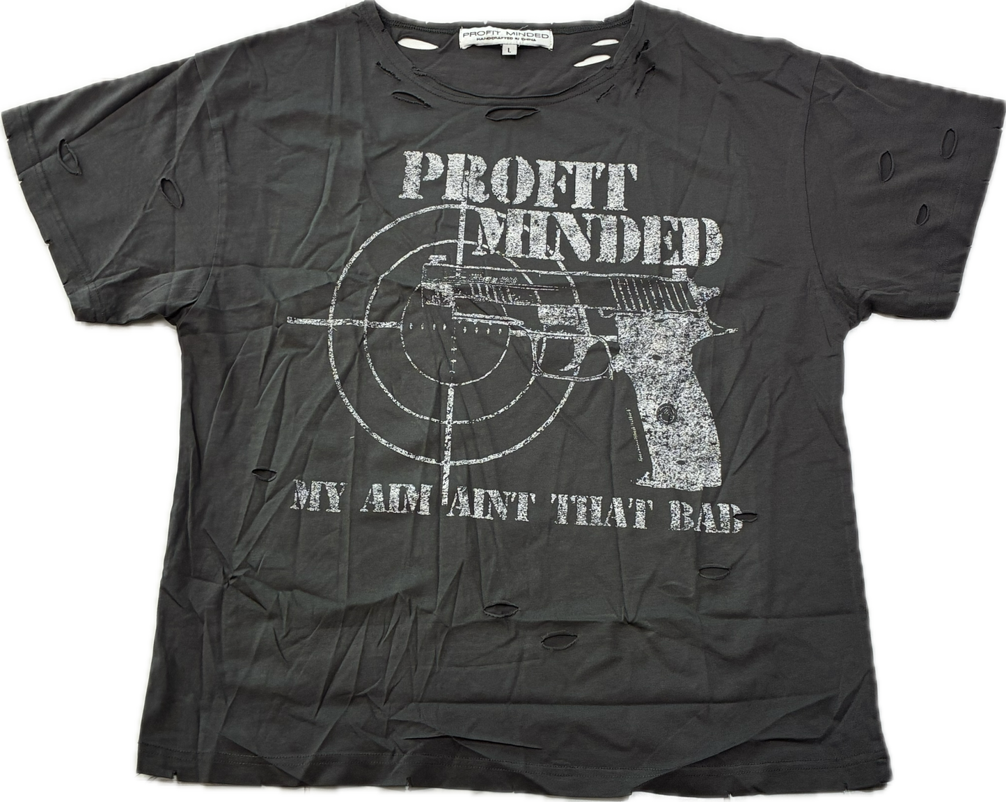 Profit Minded Black Distress Tee