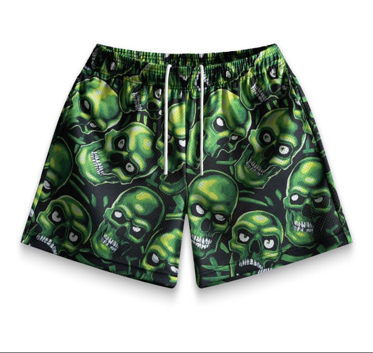 Bravest Studios Green Skull Shorts