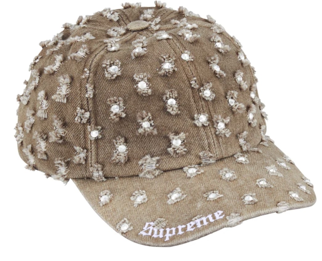 Supreme Hole Punch Rhinestone Denim Brown Hat