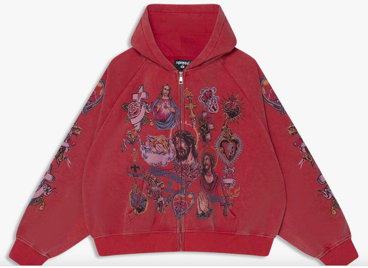 Righteous Risen Zip Up Hoodie Red