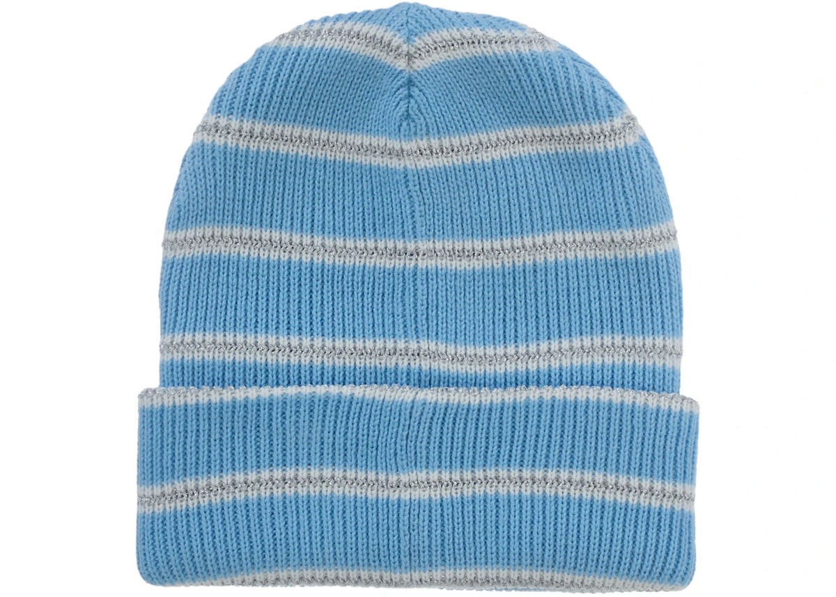 Supreme Metallic Stripe Beanie Light Blue