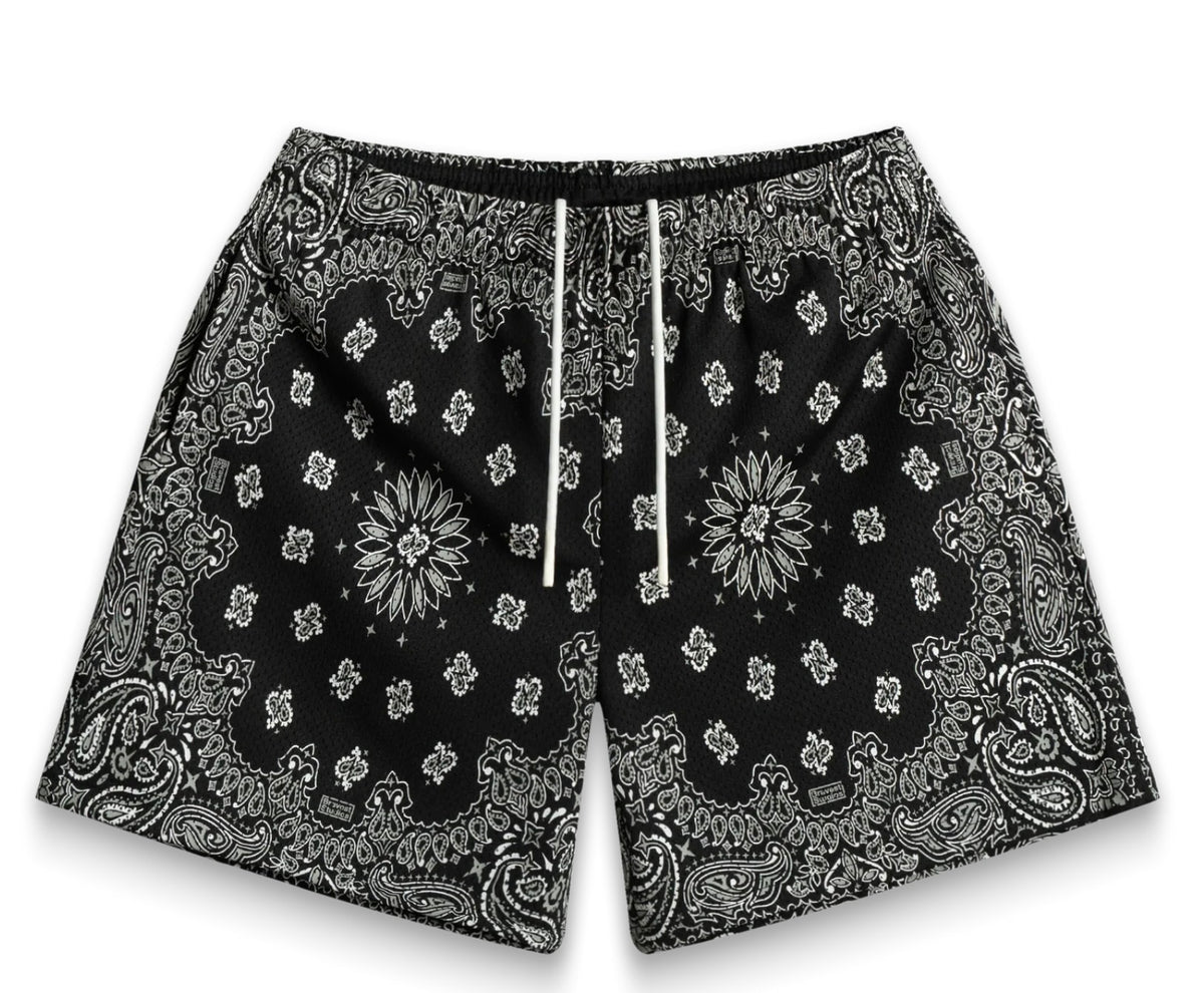 Bravest Studios Paisley Two-Tone Black Shorts
