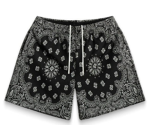 Bravest Studios Paisley Two-Tone Black Shorts