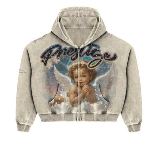 Prestige Zip Up Hoodie Cream