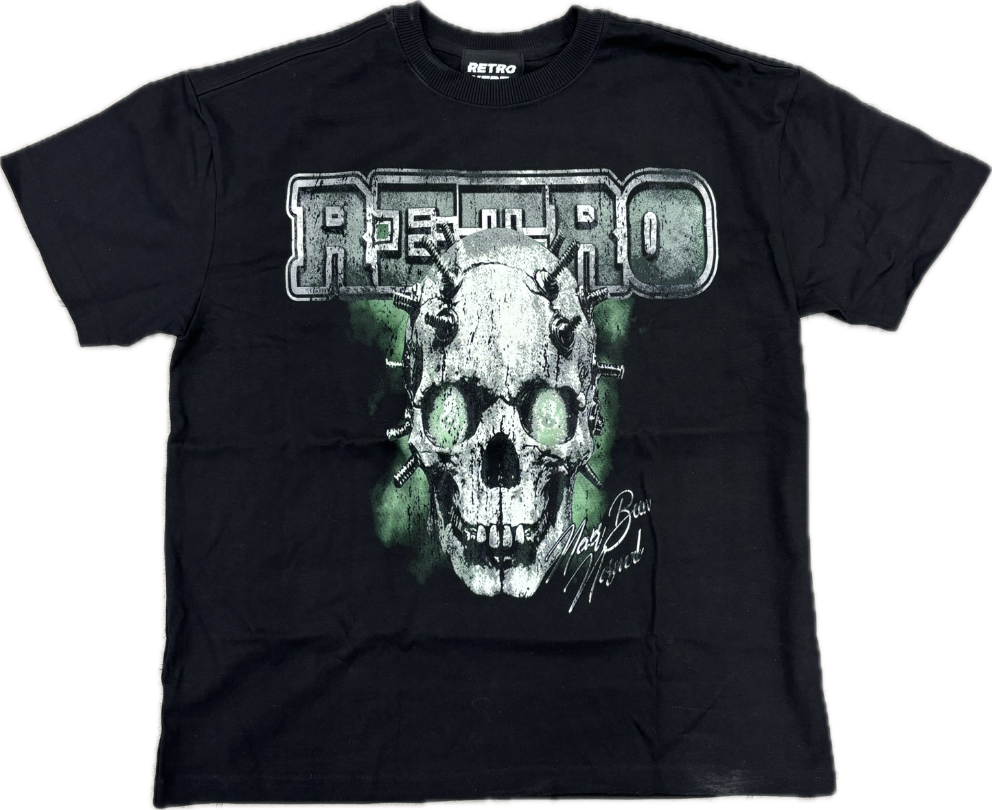 Retrovert Green Bolted Cranium Tee Black