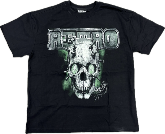 Retrovert Green Bolted Cranium Tee Black