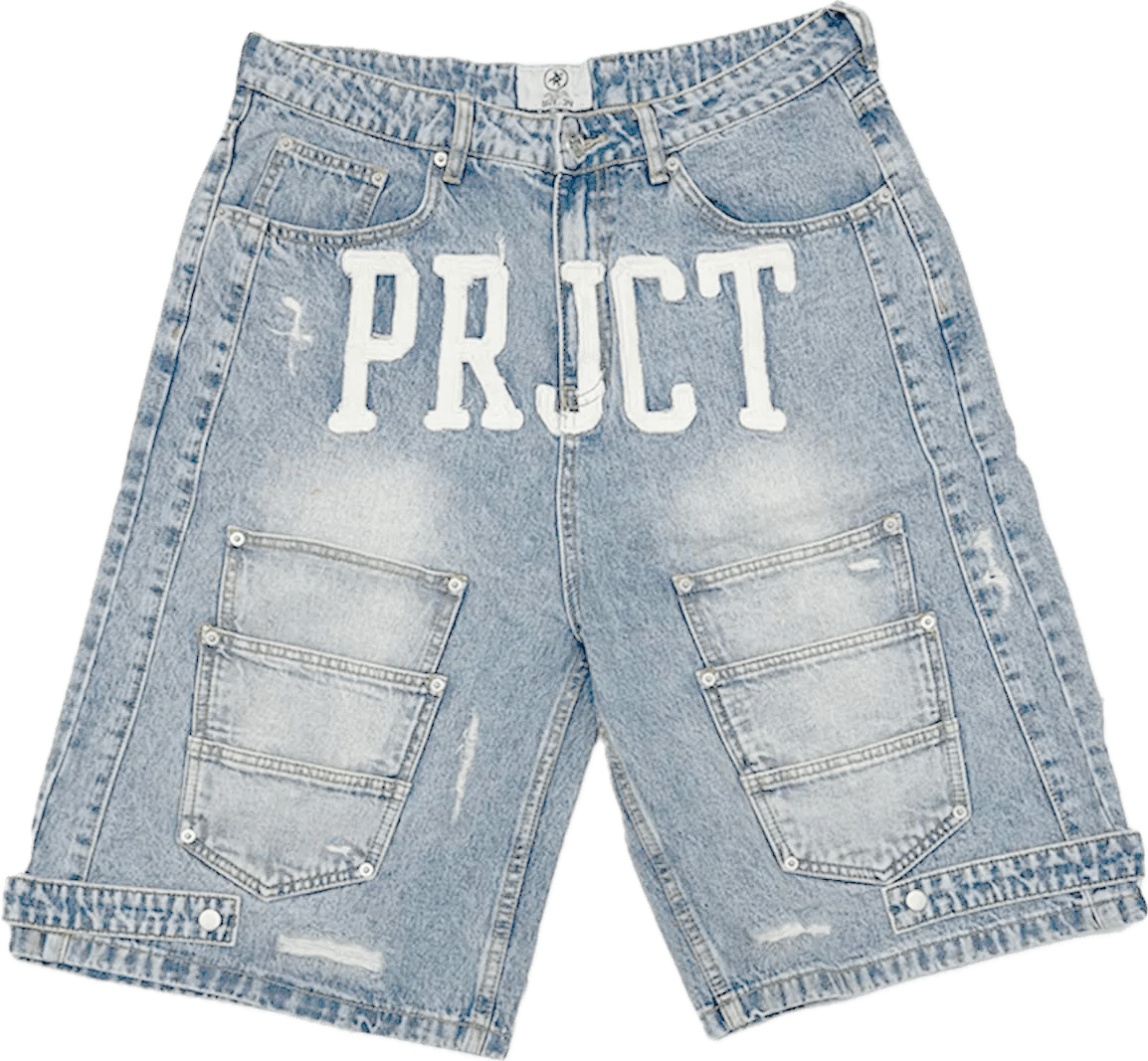 Project Capri Triple Pocket Jorts Light Wash Blue