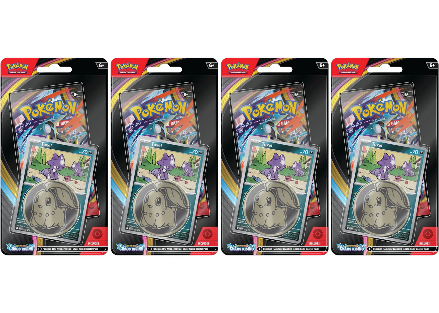 2026 Pokémon Mega Evolution Chaos Rising Toxel 3 Pack Blister 4x Lot