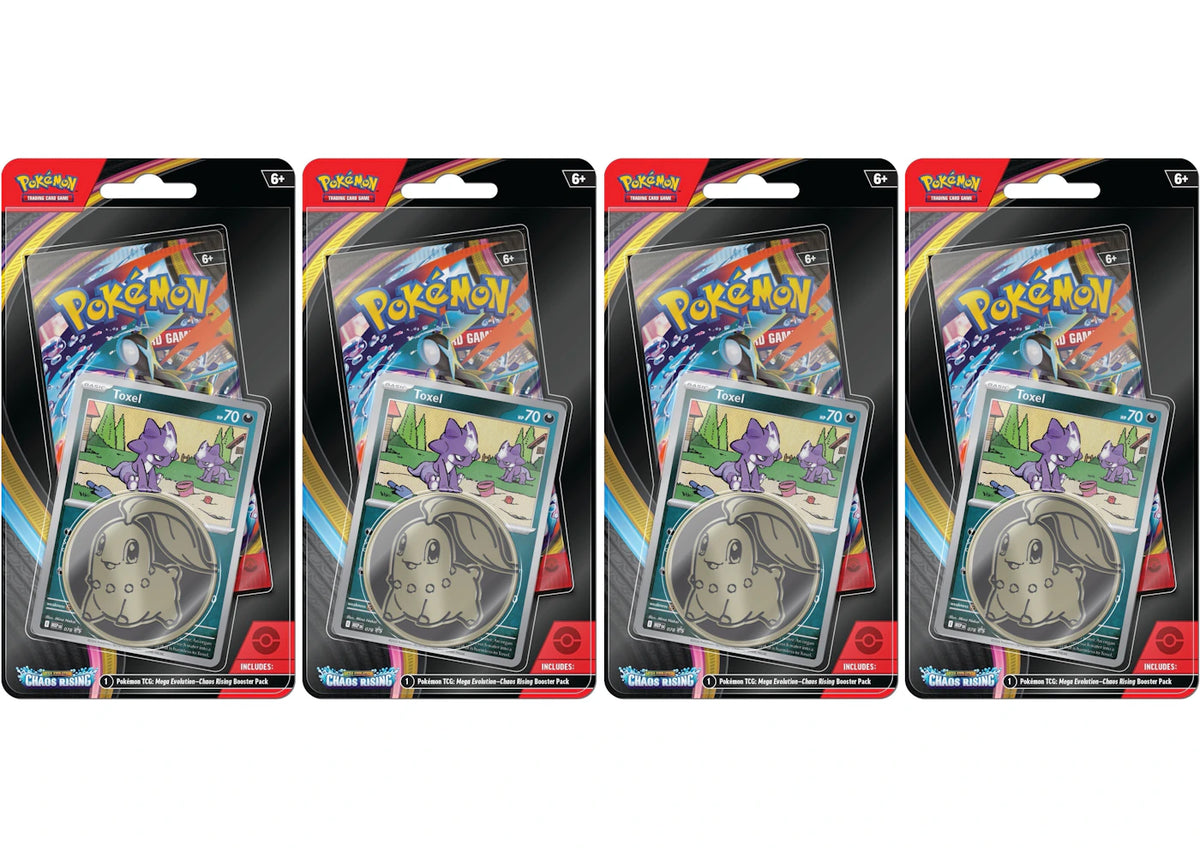 2026 Pokémon Mega Evolution Chaos Rising Toxel 3 Pack Blister 4x Lot
