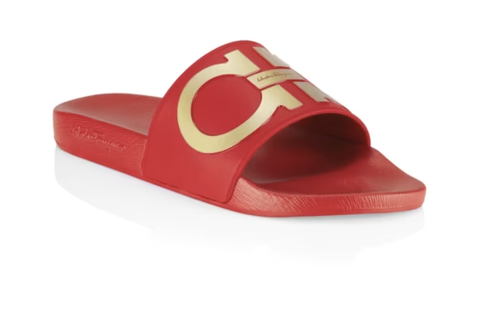 Salvatore Ferragamo Groove Gancini Rubber Pool Slides