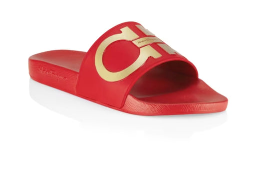 Salvatore Ferragamo Groove Gancini Rubber Pool Slides