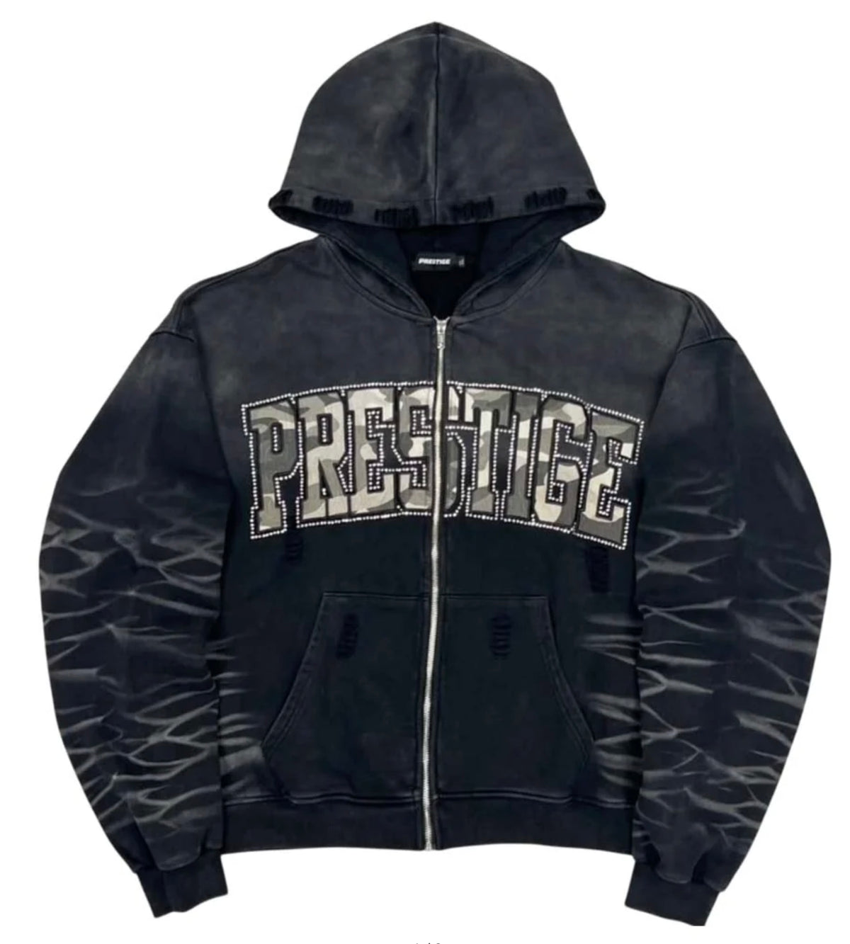 Prestige Eclipse Zip Up Hoodie Faded Black Camo