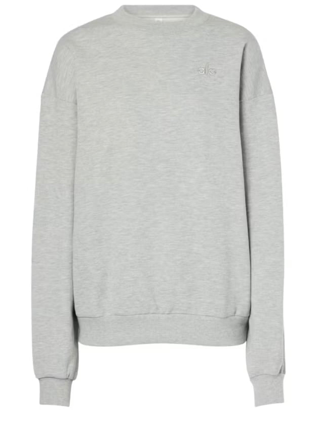 Alo Heather Grey Neck Pullover Hoodie