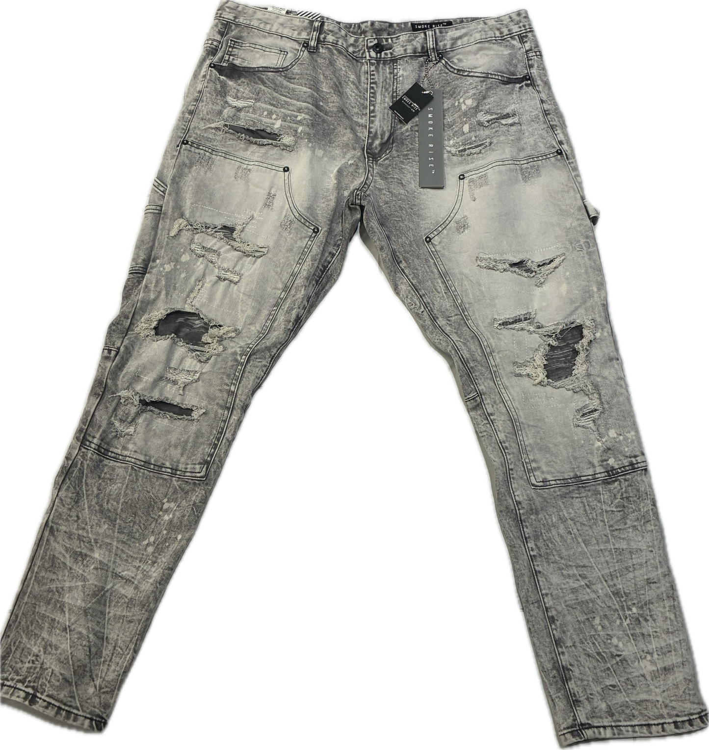 Smoke Rise Frost Grey Ripped