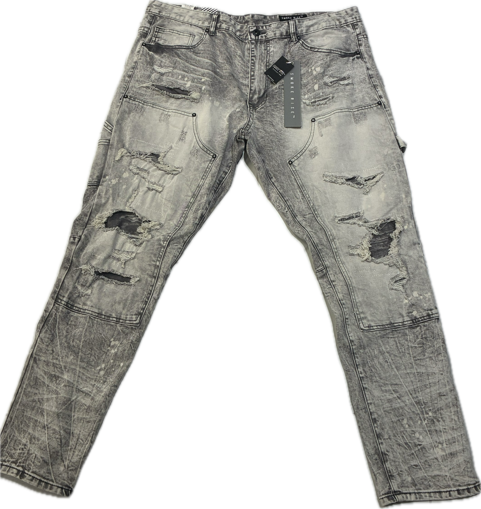 Smoke Rise Frost Grey Ripped
