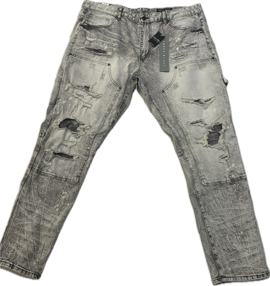 Smoke Rise Frost Grey Ripped