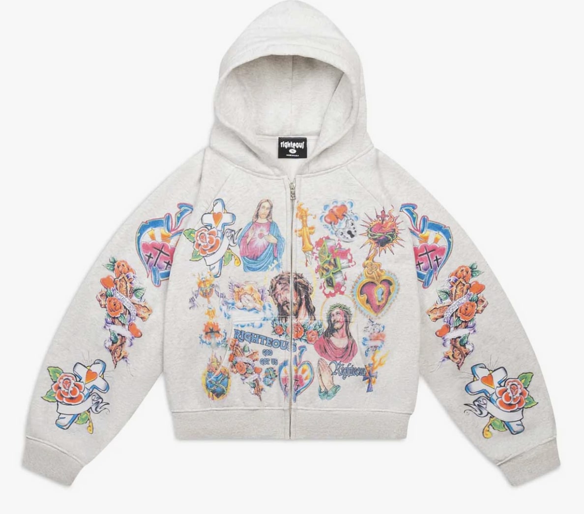 Righteous Risen Zip Up Hoodie Grey