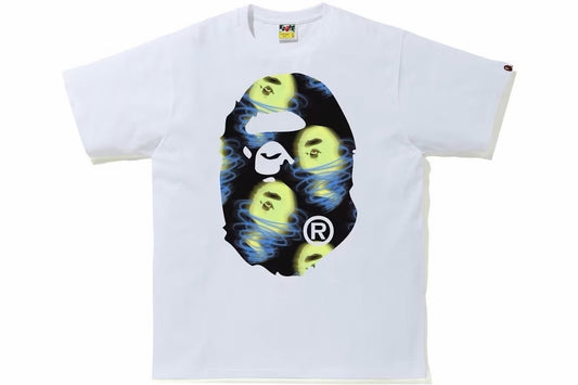 BAPE Face Ghost T-Shirt White Green Yellow Ape Head Graphic Nigo Pharrell