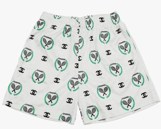 Bravest Studios White/Green Chanel Tennis Shorts