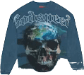 Godspeed Skull Globe L/S Tee True Blue