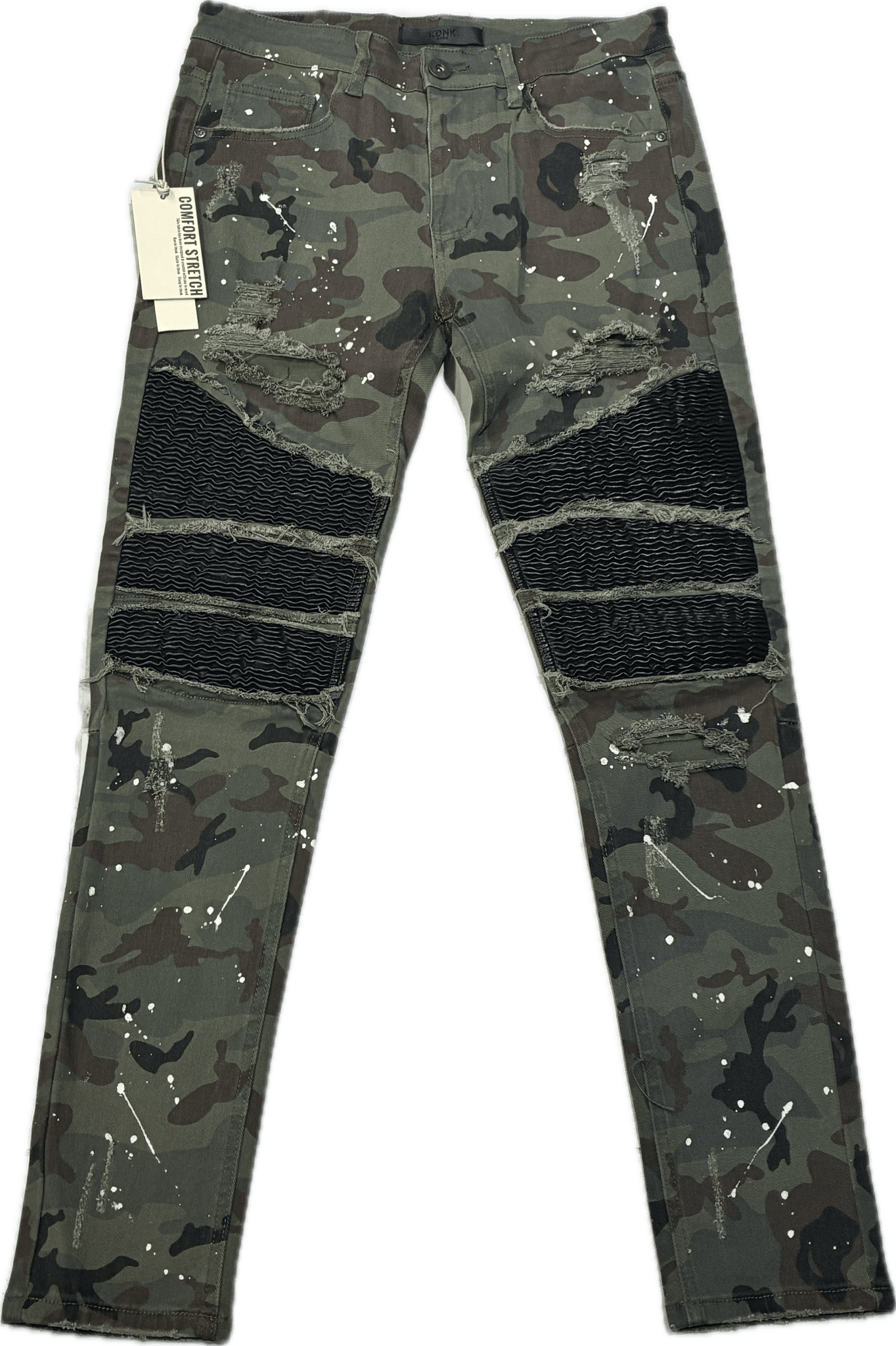 KDNK Skinny Tapered Olive Camo