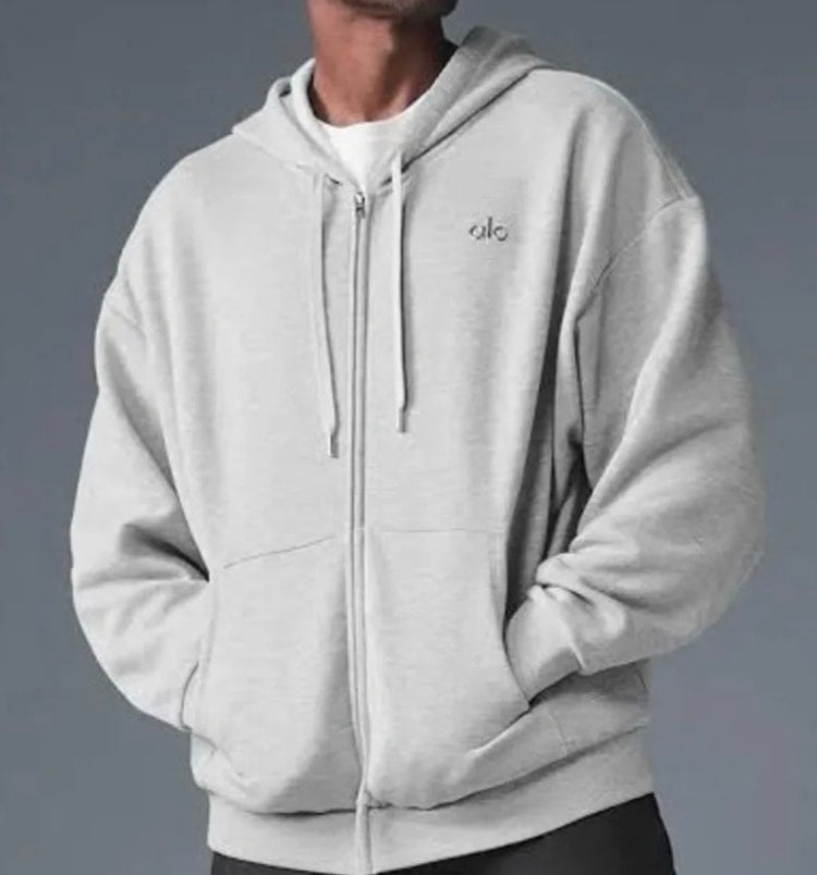 Alo Heather Grey Full Zip Hoodie
