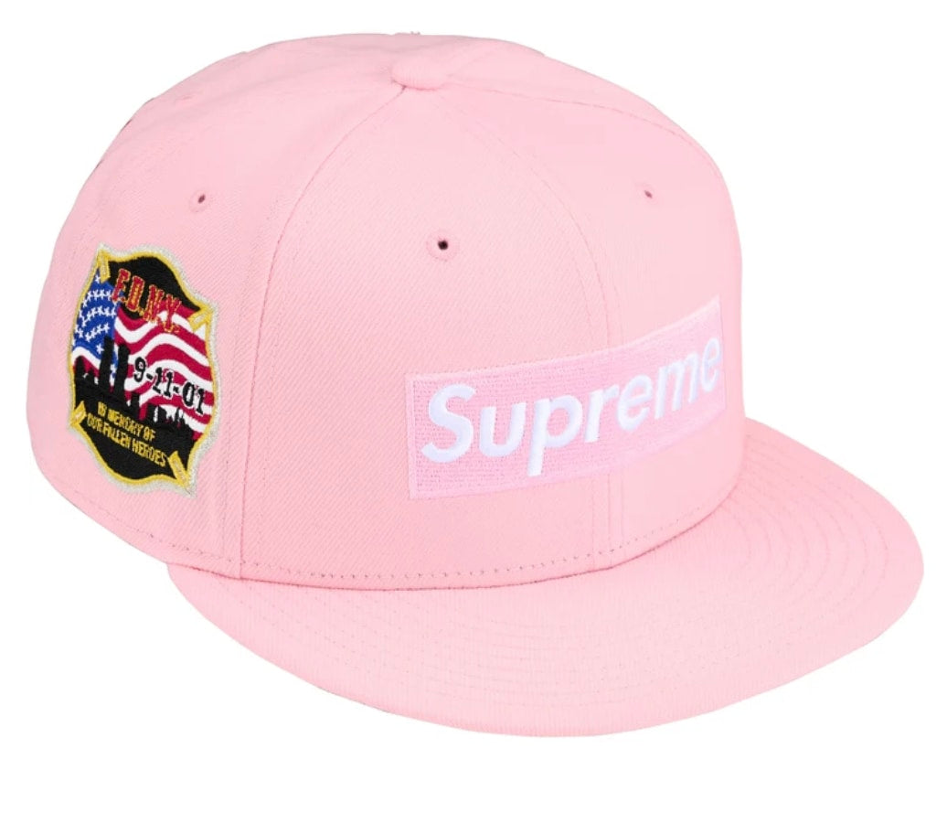 Supreme/FDNY Box Logo New Era Pink Hat