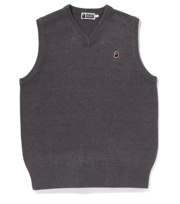 BAPE Ape Head One Point Knit Vest Grey