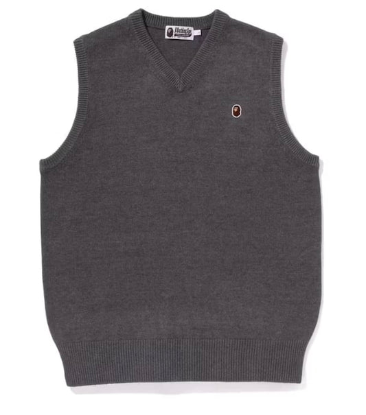 BAPE Ape Head One Point Knit Vest Grey