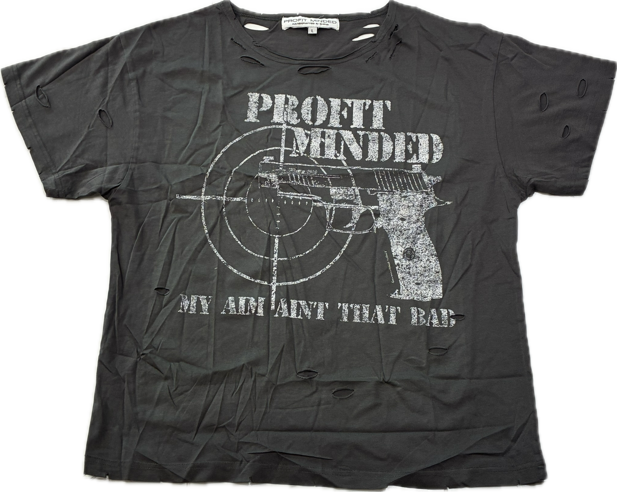 Profit Minded Black Distress Tee
