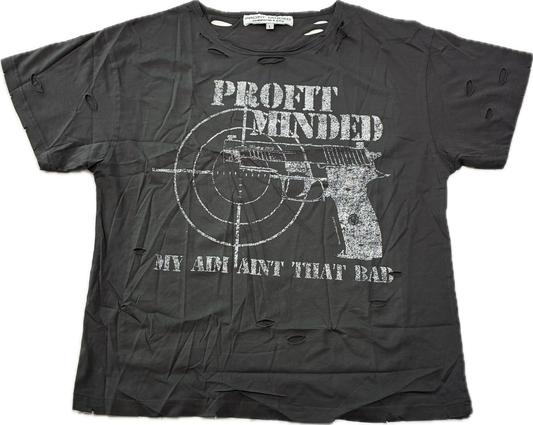 Profit Minded Black Distress Tee