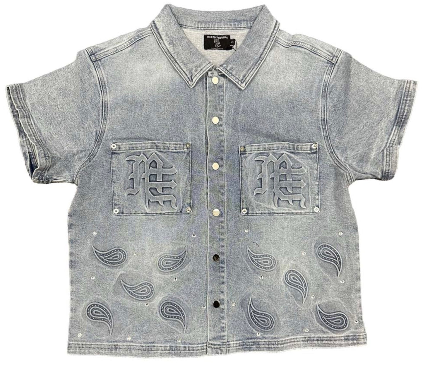 Mixed Emotions Paisley Denim Blue Shirt