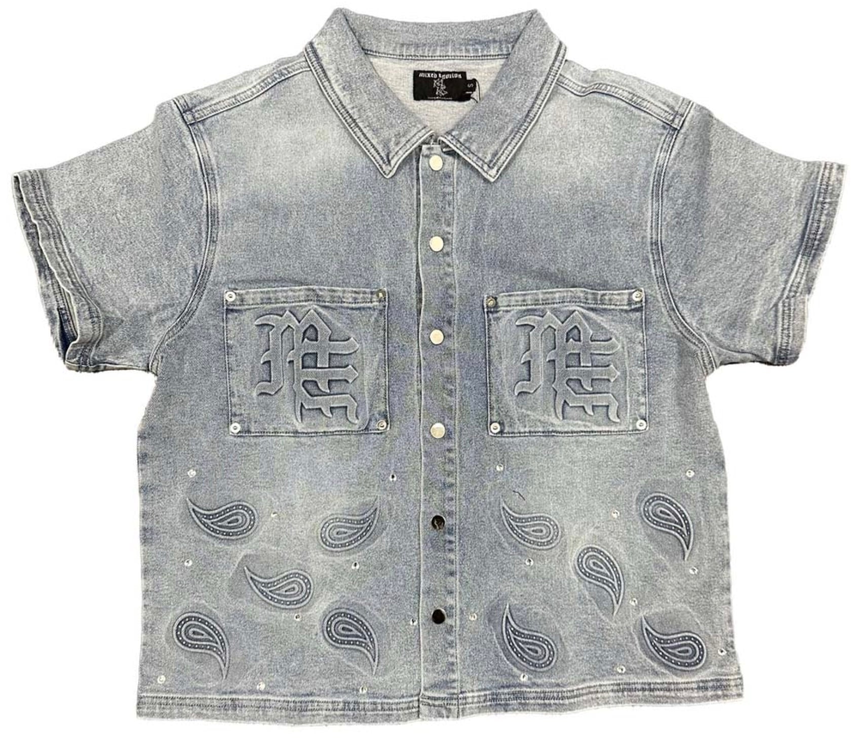 Mixed Emotions Paisley Denim Blue Shirt