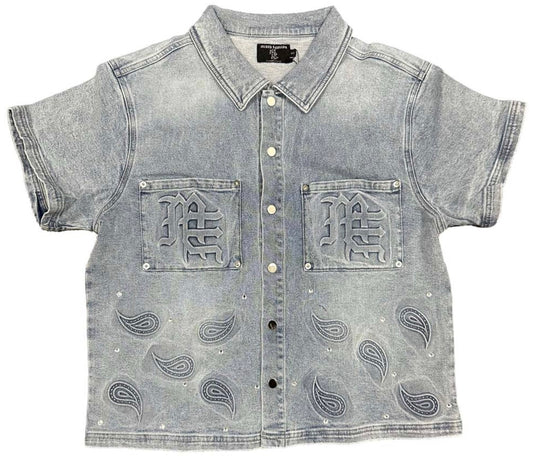 Mixed Emotions Paisley Denim Blue Shirt