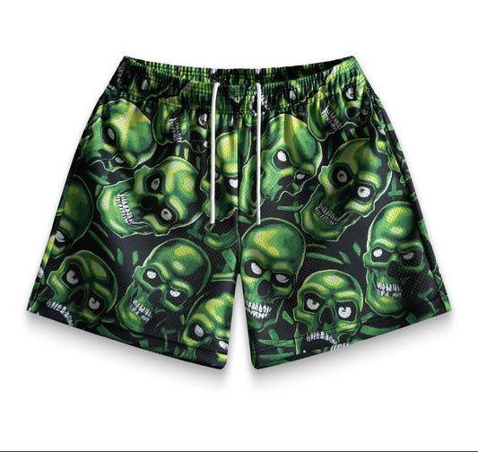 Bravest Studios Green Skull Shorts