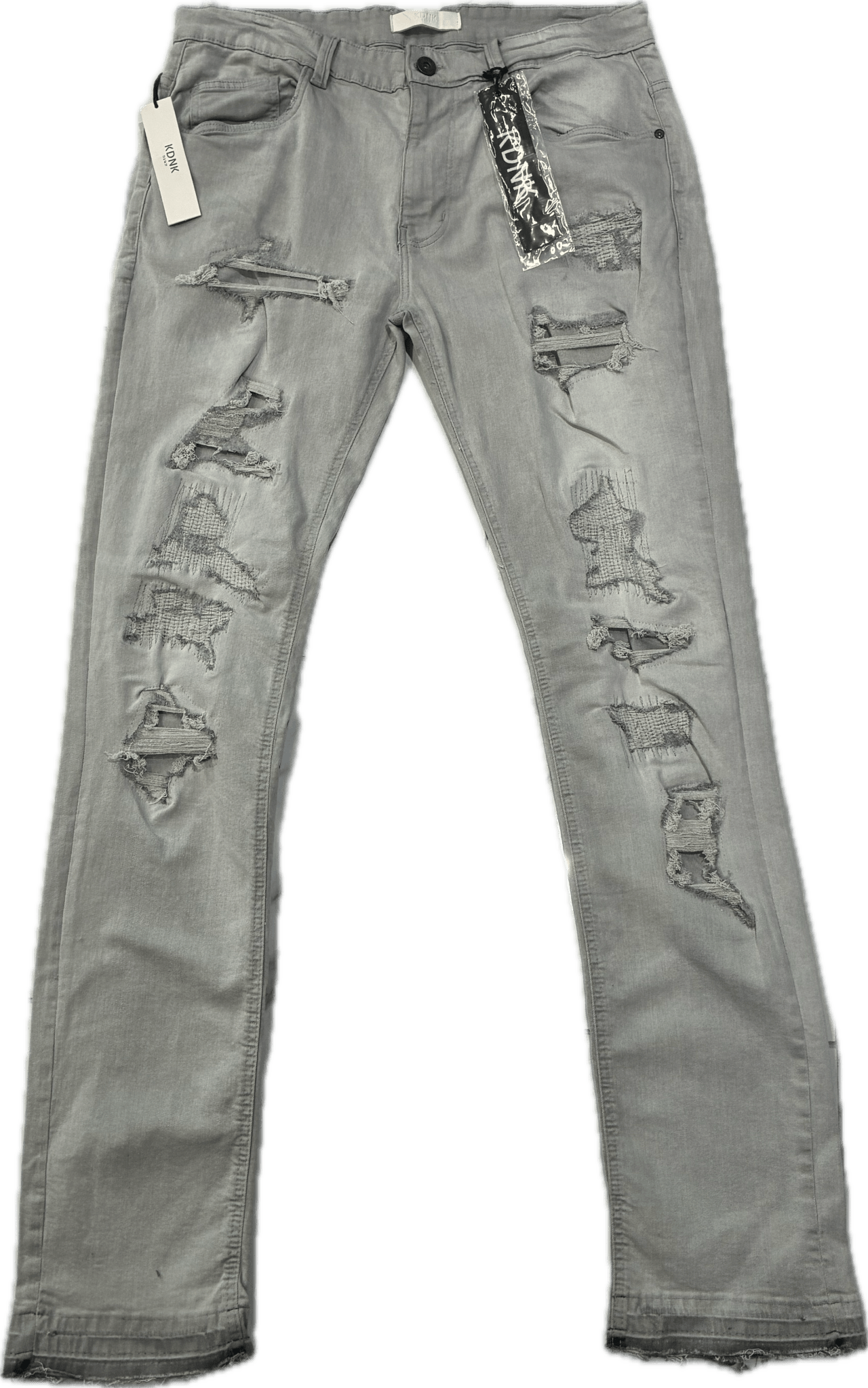 KNDK GREY Ripped Skinny Jeans