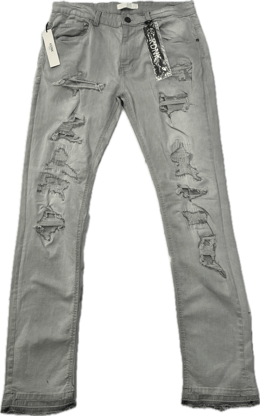 KNDK GREY Ripped Skinny Jeans