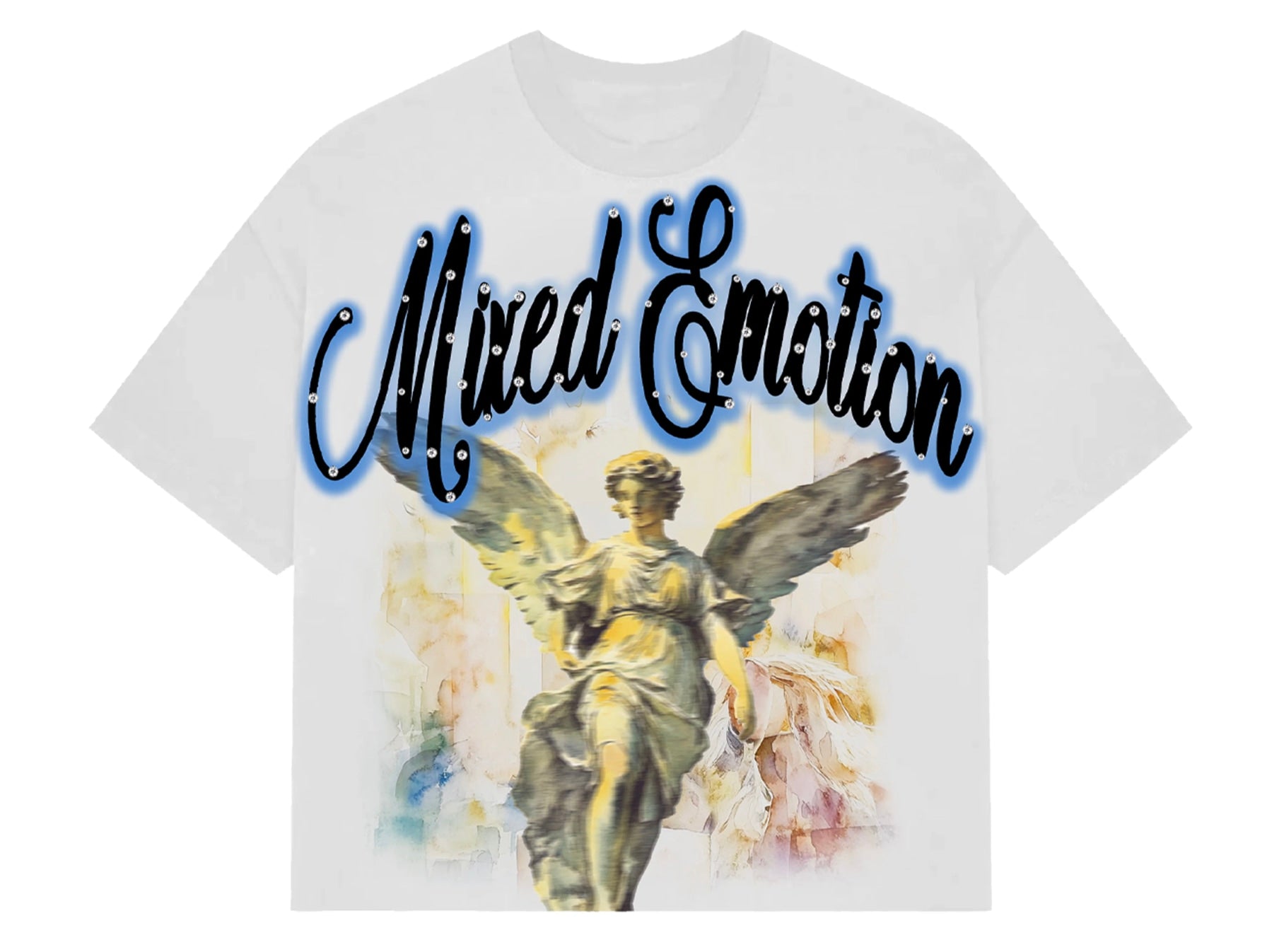 Mixed Emotions Blue “Rhinestone” Cropped Shirt