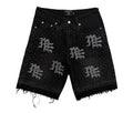 Mixed Emotions Rhinestone Denim Shorts Black