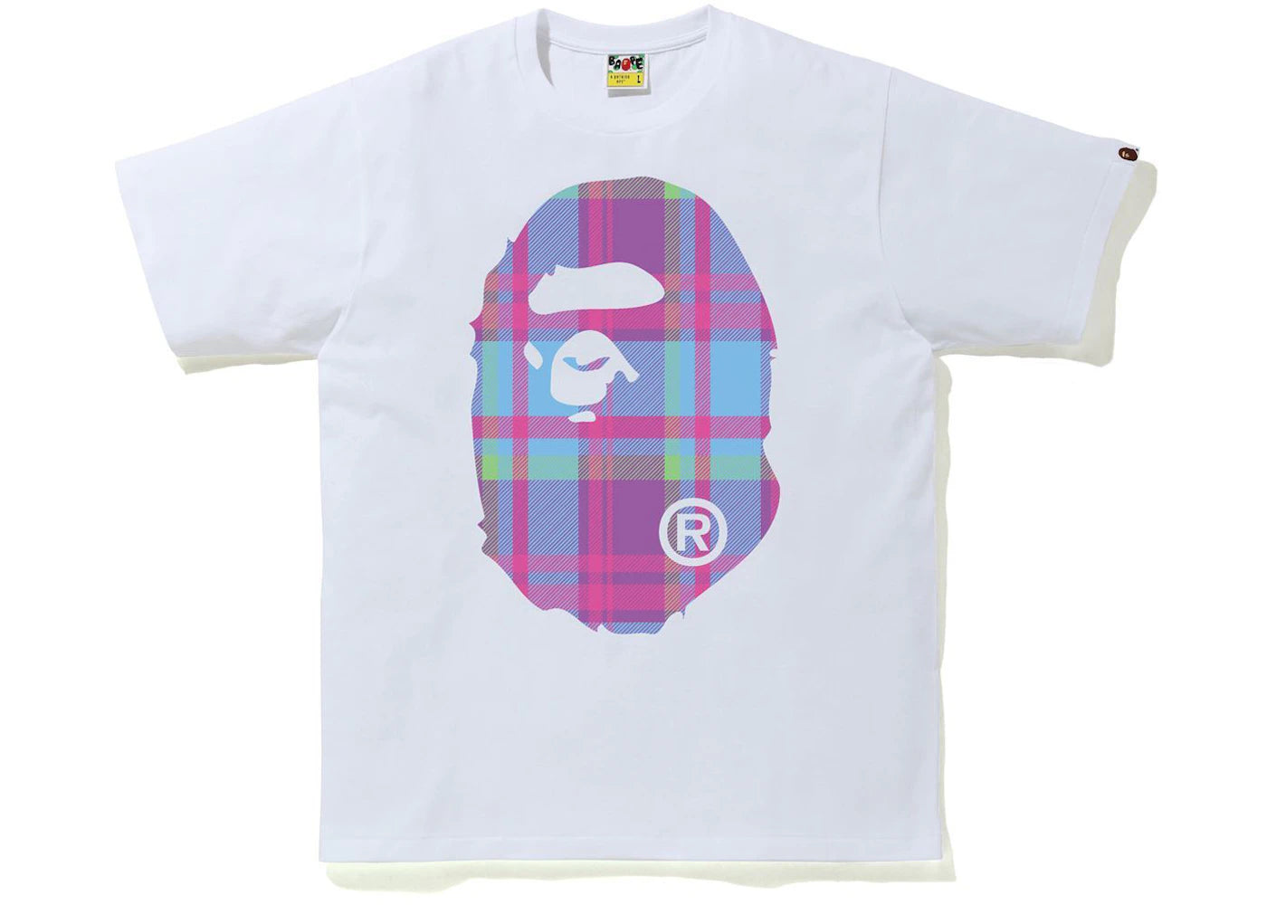 BAPE Check Big Ape Head Tee White/Purple