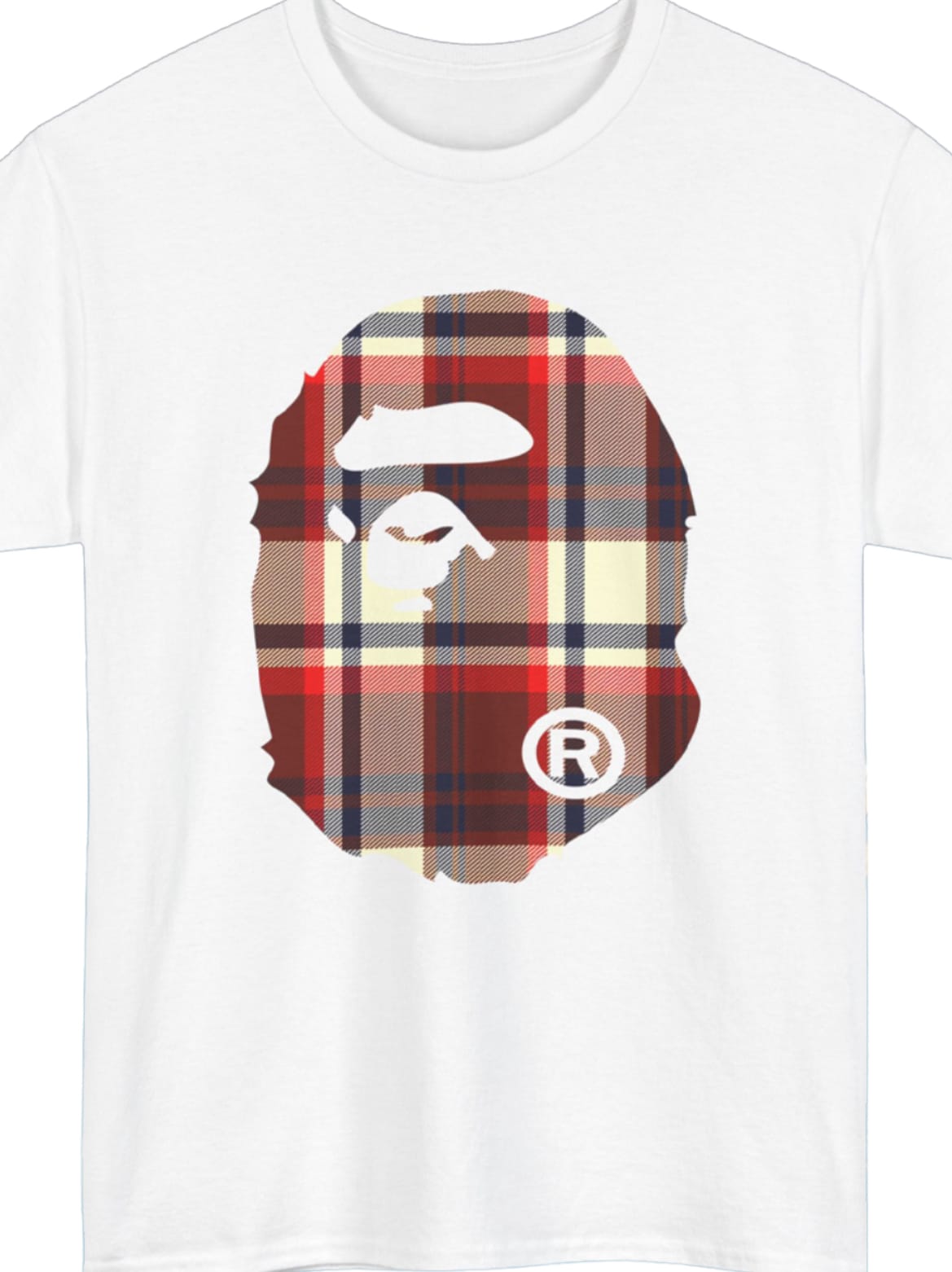 BAPE PLAID APE TEE WHITE