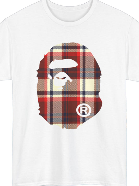 BAPE PLAID APE TEE WHITE