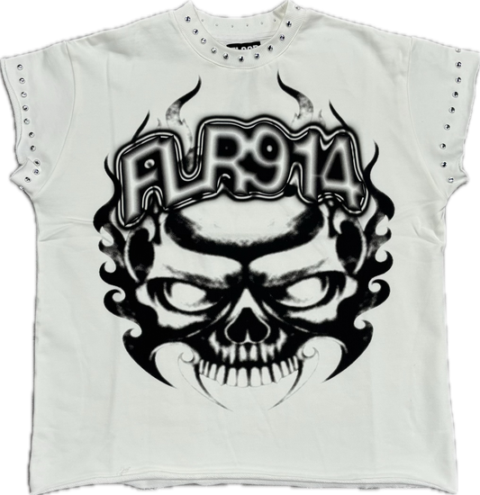 Floor 914 Skull Cut Off White Tee