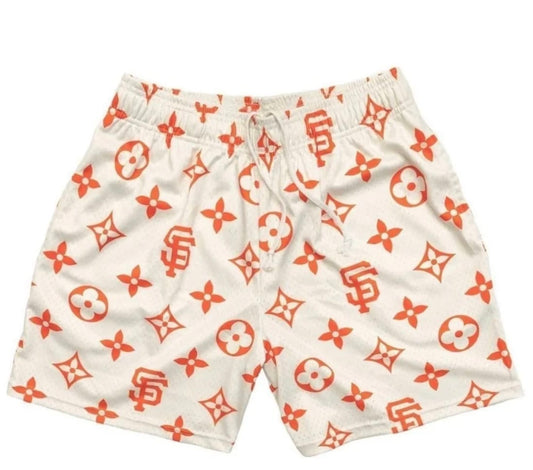 Bravest Studios Louis Vuitton x SF Giants Orange Patterned Shorts