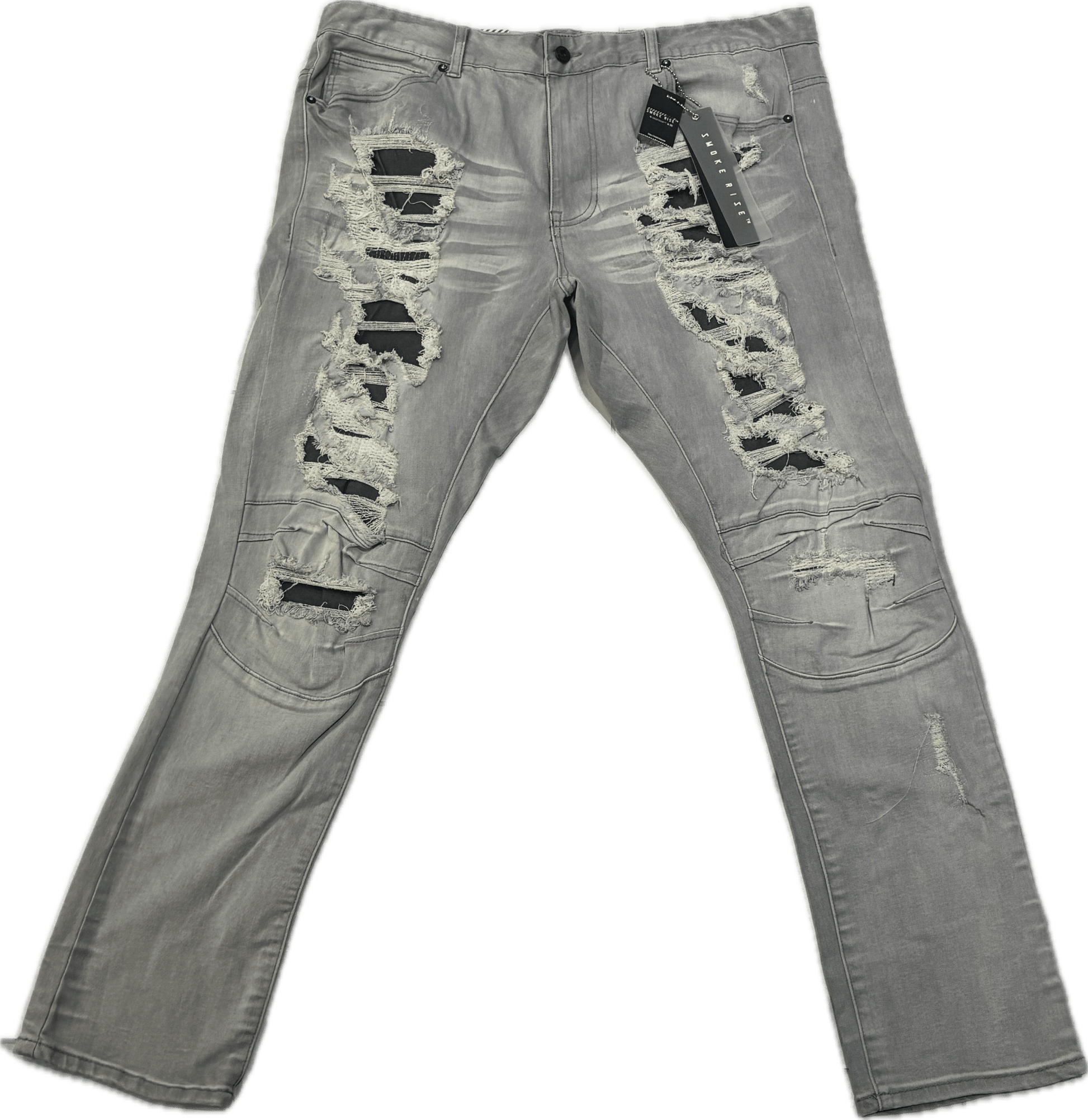 Smoke Rise Light Grey Ripped Jeans
